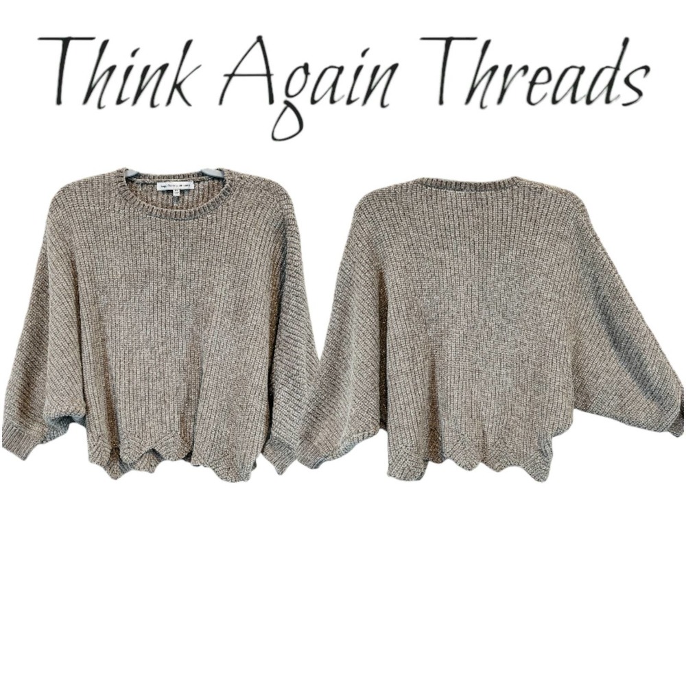 Cupcakes and Cashmere Dolman Sleeve Cozy Knit Oversized Sweater Brown Size XS